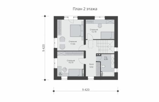 Проект двухэтажного жилого дома с террасами